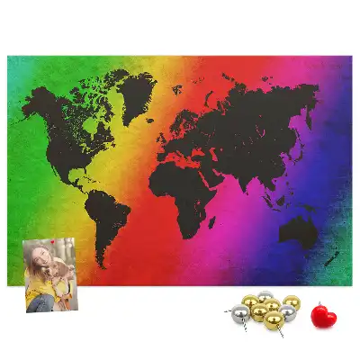 Printed Cork Board World map
