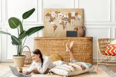 Printed Cork Memo Board Old-style world map