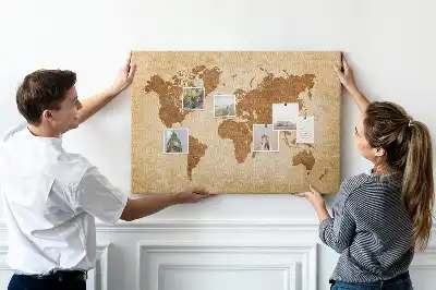 Printed Cork Memo Board Old-style world map