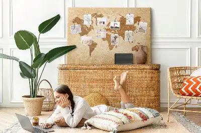 Printed Cork Memo Board Old-style world map