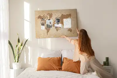 Printed Cork Memo Board with Old-style World Map
