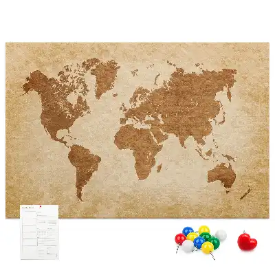 Printed Cork Memo Board Old-style world map