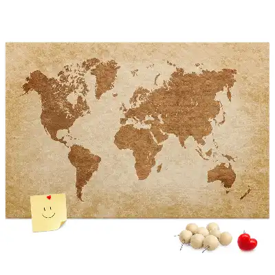 Printed Cork Memo Board Old-style world map