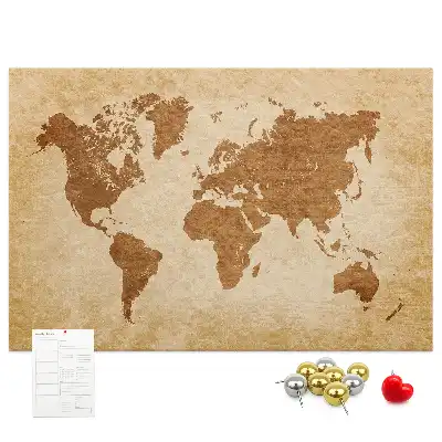 Printed Cork Memo Board Old-style world map
