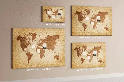Printed Cork Memo Board with Old-style World Map