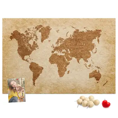 Printed Cork Memo Board Old-style world map