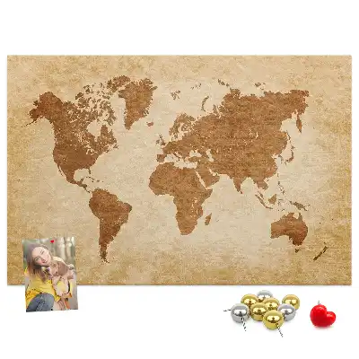 Printed Cork Memo Board with Old-style World Map