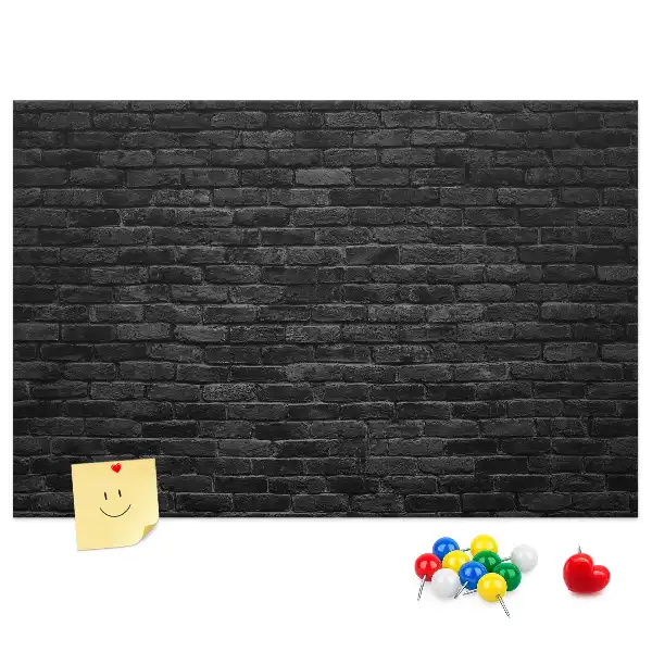 Printed cork board with dark brick wall pattern