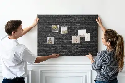Printed cork board with dark brick wall pattern