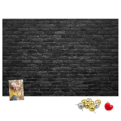 Printed Cork Board Dark brick wall