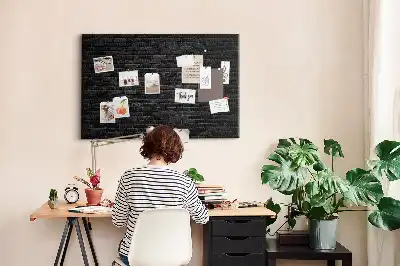 Printed cork board with dark brick wall pattern