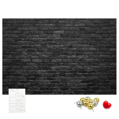 Printed cork board with dark brick wall pattern