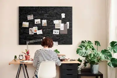 Printed cork board with dark brick wall pattern
