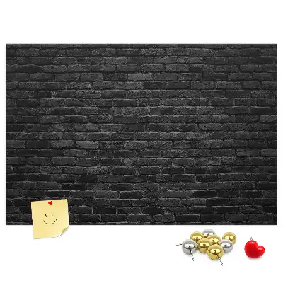Printed cork board with dark brick wall pattern