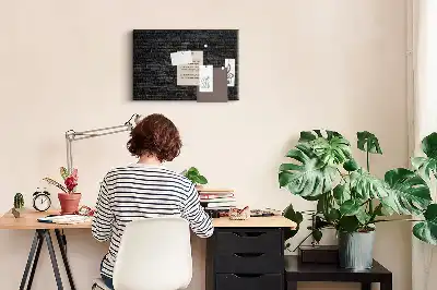 Printed cork board with dark brick wall pattern
