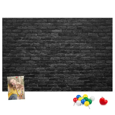 Printed cork board with dark brick wall pattern