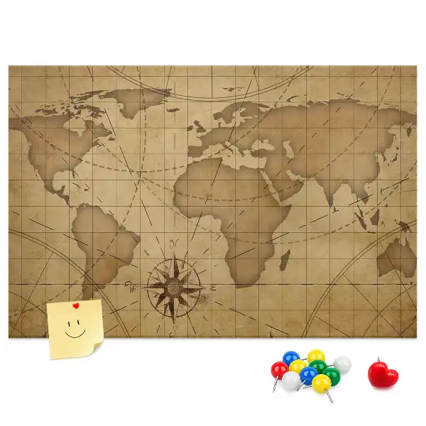 Printed Cork Memo Board Vintage world map