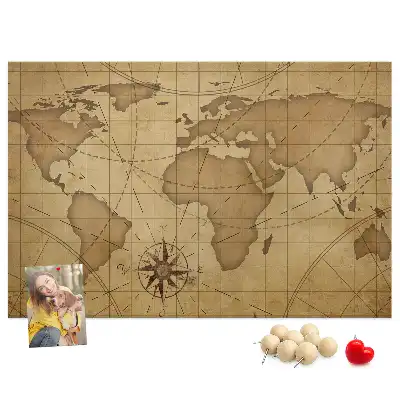Printed Cork Memo Board Vintage world map