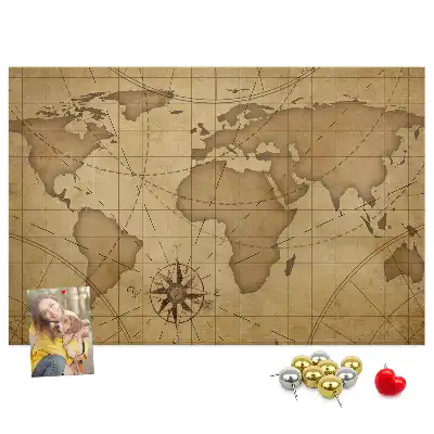 Printed Cork Memo Board Vintage world map