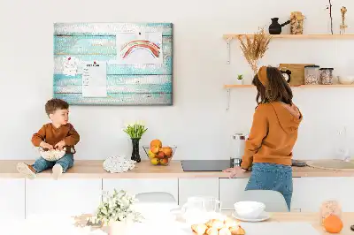 Blue Printed Cork Memo Board