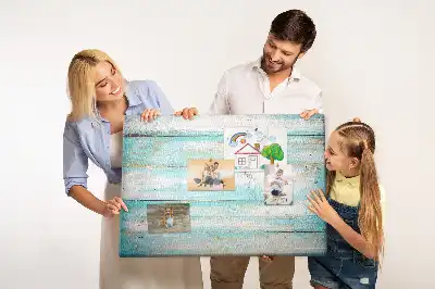 Blue Printed Cork Memo Board
