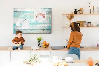 Blue Printed Cork Memo Board