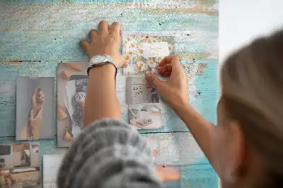 Blue Printed Cork Memo Board