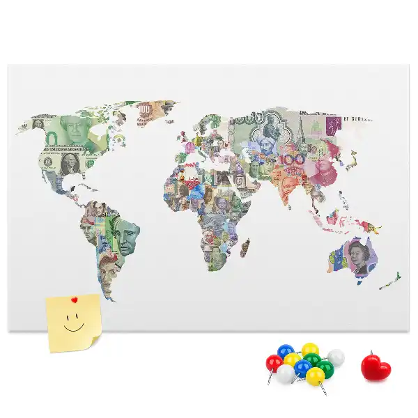 Printed Cork Board World map