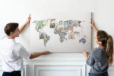 Printed Cork Board World map