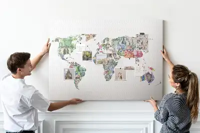 Printed Cork Board World map