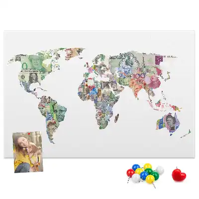 Printed Cork Board World map