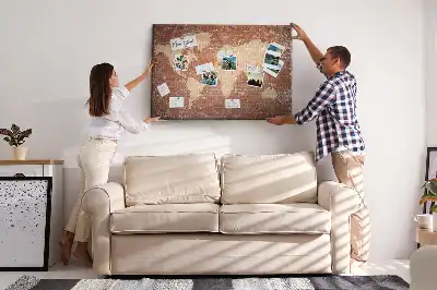 Printed Cork Board World Map on brick