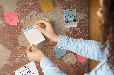 Printed Cork Board World Map on brick