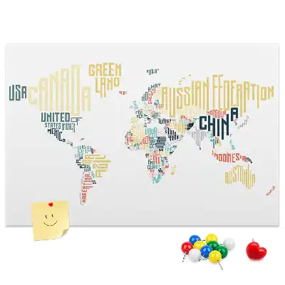 Printed Cork Memo Board Country names