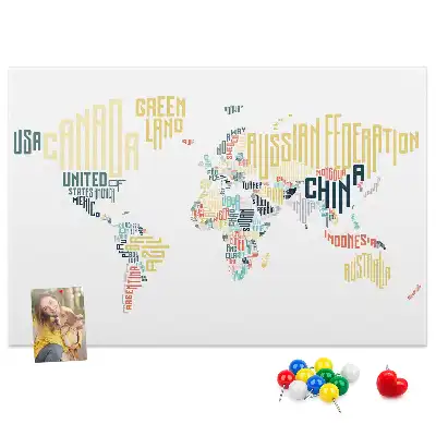 Printed Country Names Cork Memo Board