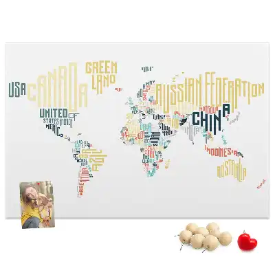 Printed Country Names Cork Memo Board