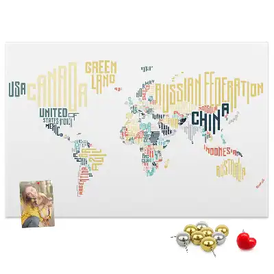Printed Country Names Cork Memo Board
