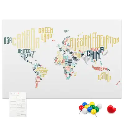 Printed Cork Memo Board Country names