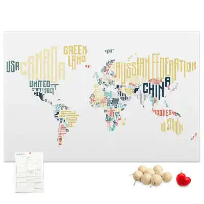 Printed Cork Memo Board Country names