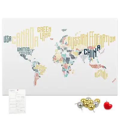 Printed Cork Memo Board Country names
