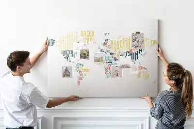Printed Country Names Cork Memo Board