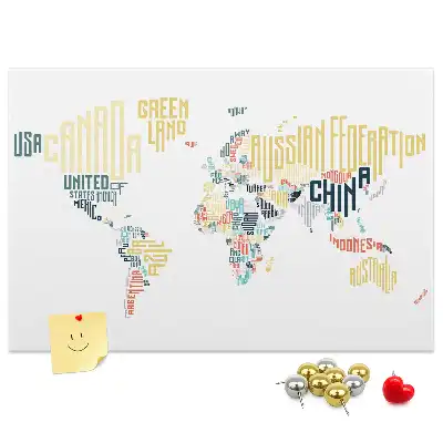Printed Cork Memo Board Country names
