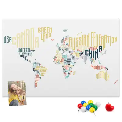 Printed Cork Memo Board Country names