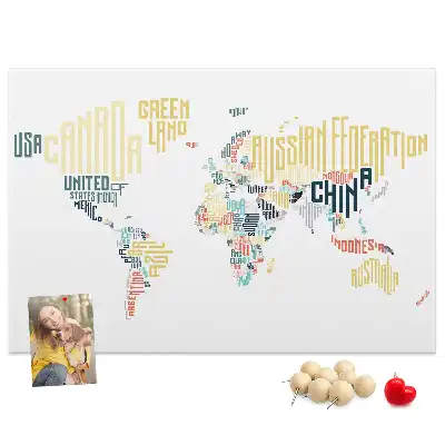 Printed Cork Memo Board Country names