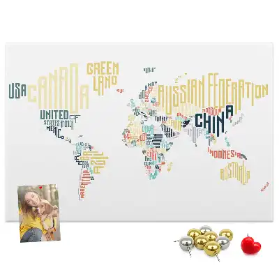 Printed Country Names Cork Memo Board