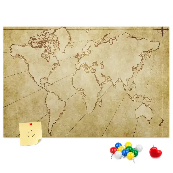 Old world map cork memo board