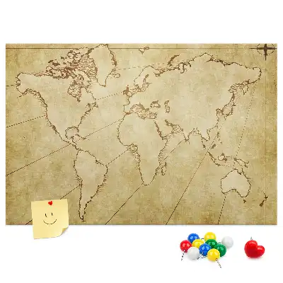 Old world map cork memo board