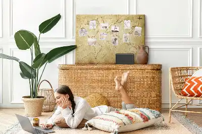 Cork memo board Old world map