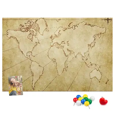Old world map cork memo board