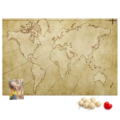 Old world map cork memo board